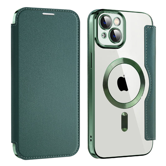 Coque MagSafe pour Apple iPhone 14, Techsuit, SmartMag Book, Vert