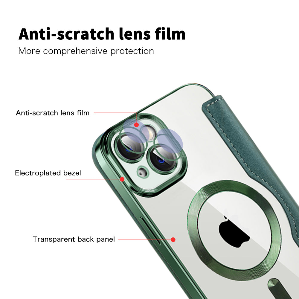 Coque MagSafe pour Apple iPhone 14, Techsuit, SmartMag Book, Vert
