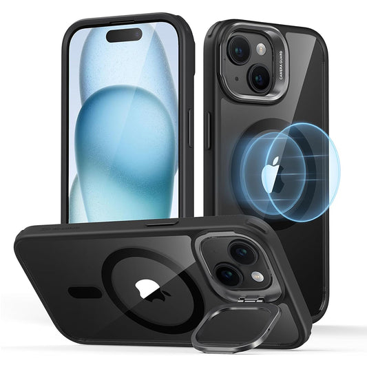 Coque MagSafe pour Apple iPhone 15, ESR, Classic Hybrid Kickstand, Noire Transparente