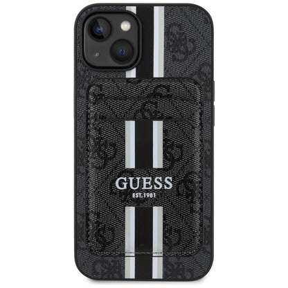 Étui MagSafe pour Apple iPhone 15, Guess, Cardslot 4G Stripes, Noir