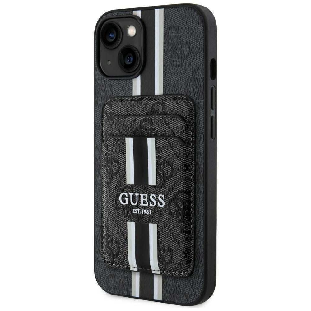 Étui MagSafe pour Apple iPhone 15, Guess, Cardslot 4G Stripes, Noir