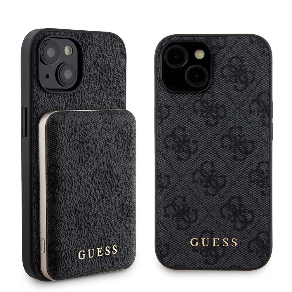 Étui MagSafe pour Apple iPhone 15, Guess, Powerbank 4G Metal Logo, Noir