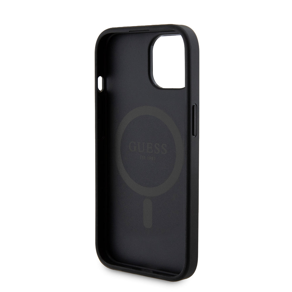 Étui MagSafe pour Apple iPhone 15, Guess, Powerbank 4G Metal Logo, Noir