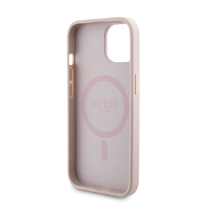 Étui MagSafe pour Apple iPhone 15, Guess, Powerbank 4G Metal Logo, Rose