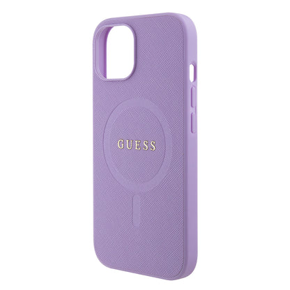 Étui MagSafe pour Apple iPhone 15, Guess, Saffiano, Violet