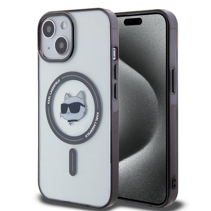 Coque MagSafe pour Apple iPhone 15, Karl Lagerfeld, IML Choupette's Head, Transparente
