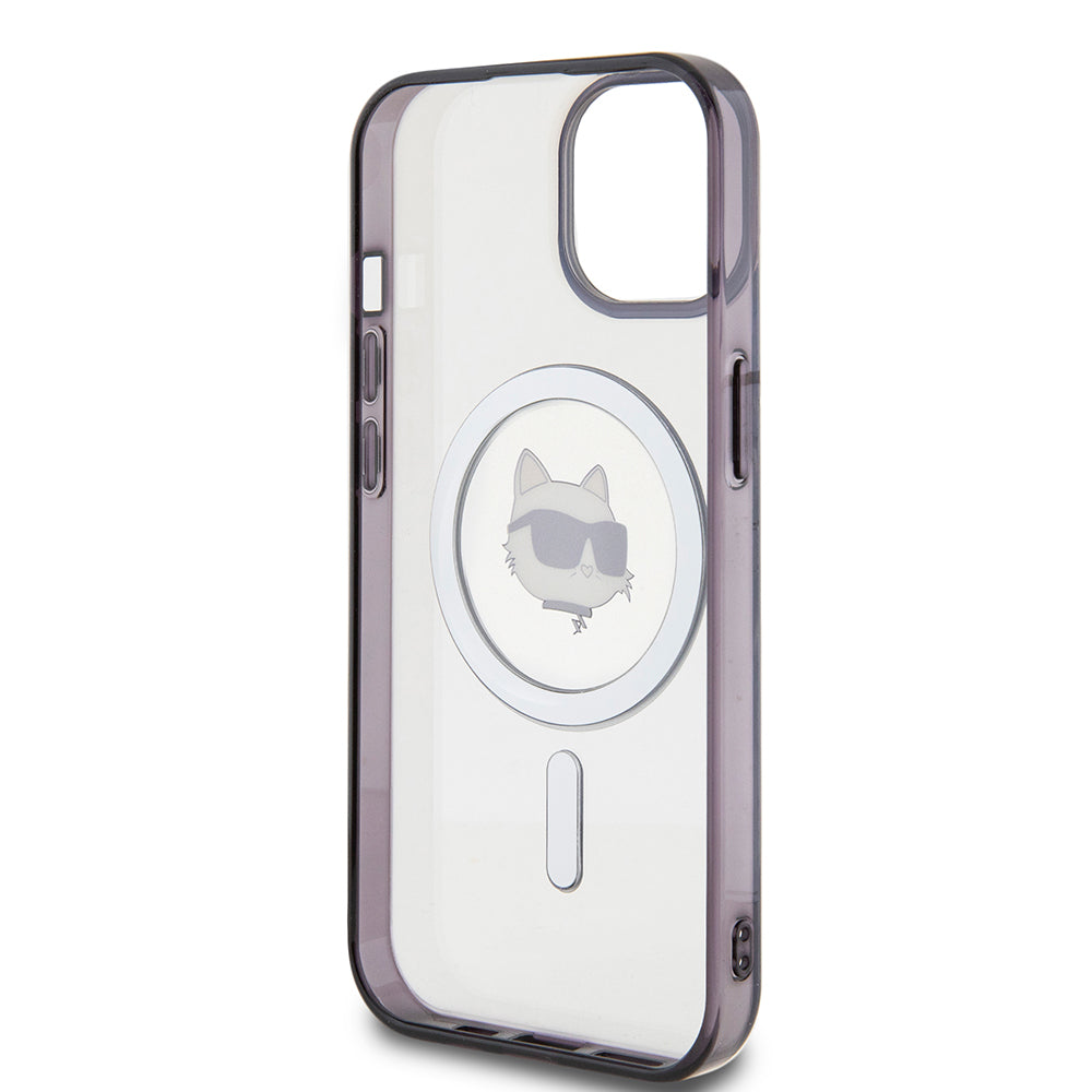 Coque MagSafe pour Apple iPhone 15, Karl Lagerfeld, IML Choupette's Head, Transparente