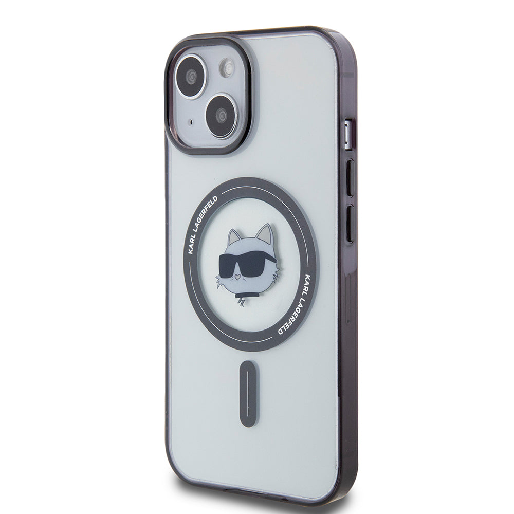 Coque MagSafe pour Apple iPhone 15, Karl Lagerfeld, IML Choupette's Head, Transparente
