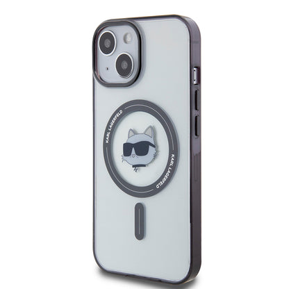 Coque MagSafe pour Apple iPhone 15, Karl Lagerfeld, IML Choupette's Head, Transparente