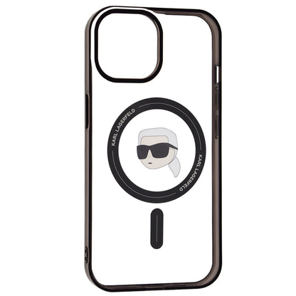 Coque MagSafe pour Apple iPhone 15, Karl Lagerfeld, IML Karl's Head, Transparente