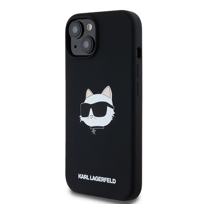 MagSafe Case for Apple iPhone 15, Karl Lagerfeld, Silicone Choupette's Head, Black