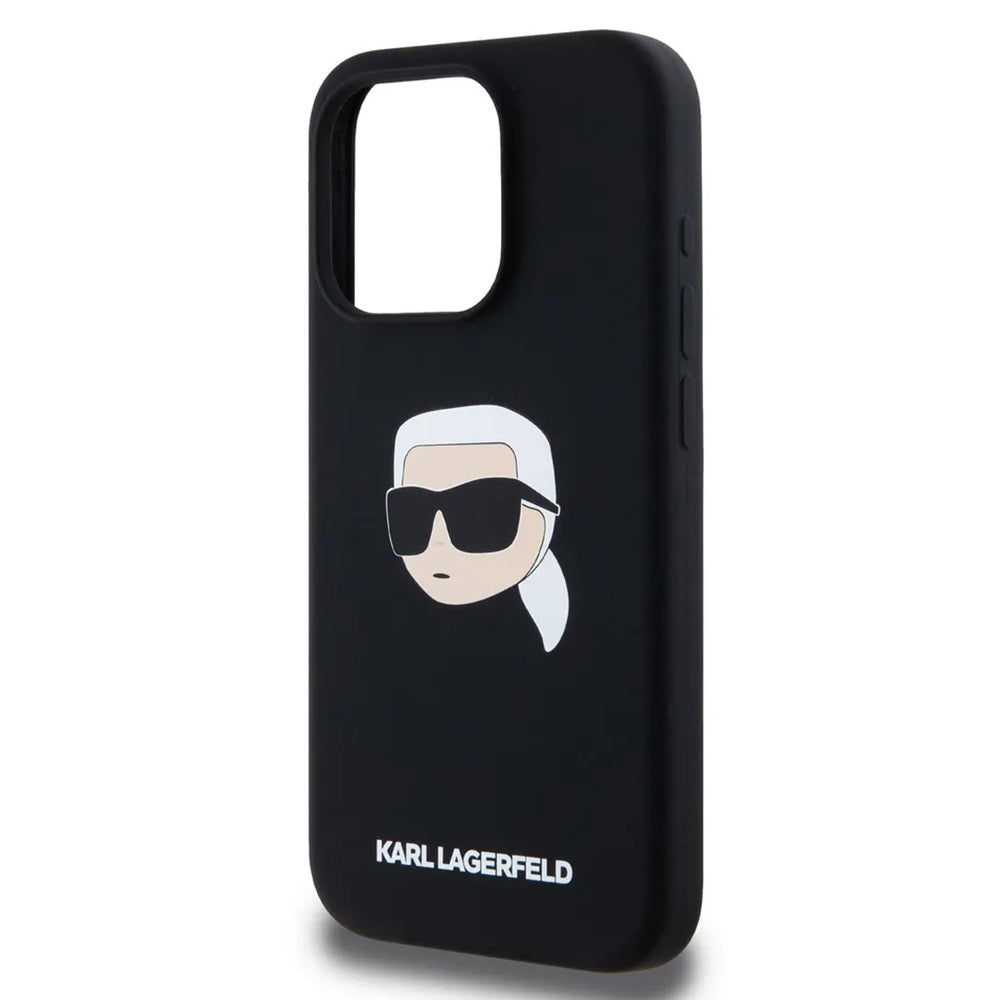 MagSafe Case for Apple iPhone 15, Karl Lagerfeld, Silicone Karl's Head, Black