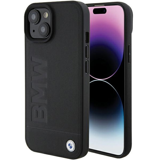 Coque MagSafe pour Apple iPhone 15 Plus, BMW, estampage à chaud naturel, noire