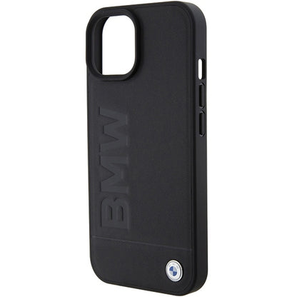 Coque MagSafe pour Apple iPhone 15 Plus, BMW, estampage à chaud naturel, noire