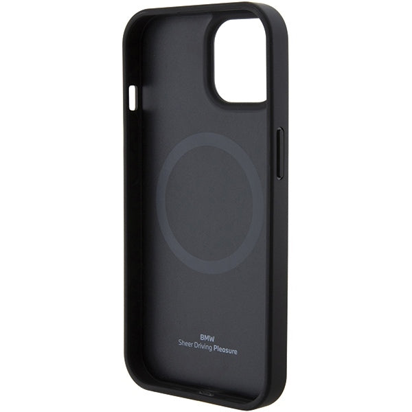 Coque MagSafe pour Apple iPhone 15 Plus, BMW, estampage à chaud naturel, noire