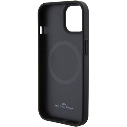 Coque MagSafe pour Apple iPhone 15 Plus, BMW, estampage à chaud naturel, noire