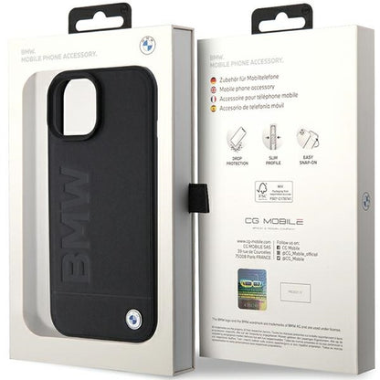 Coque MagSafe pour Apple iPhone 15 Plus, BMW, estampage à chaud naturel, noire