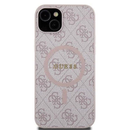Coque MagSafe pour Apple iPhone 15 Plus, Guess, Collection 4G, Rose.