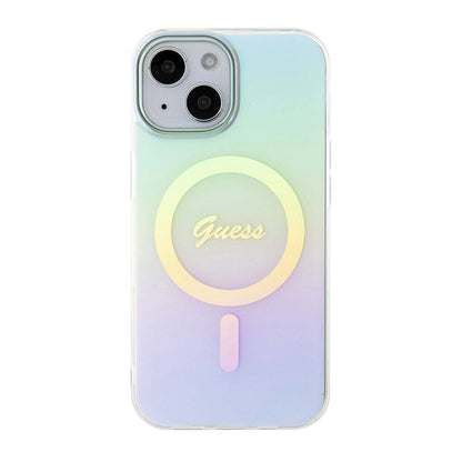 Étui MagSafe pour Apple iPhone 15 Plus, Guess, IML Iridescent, Turquoise