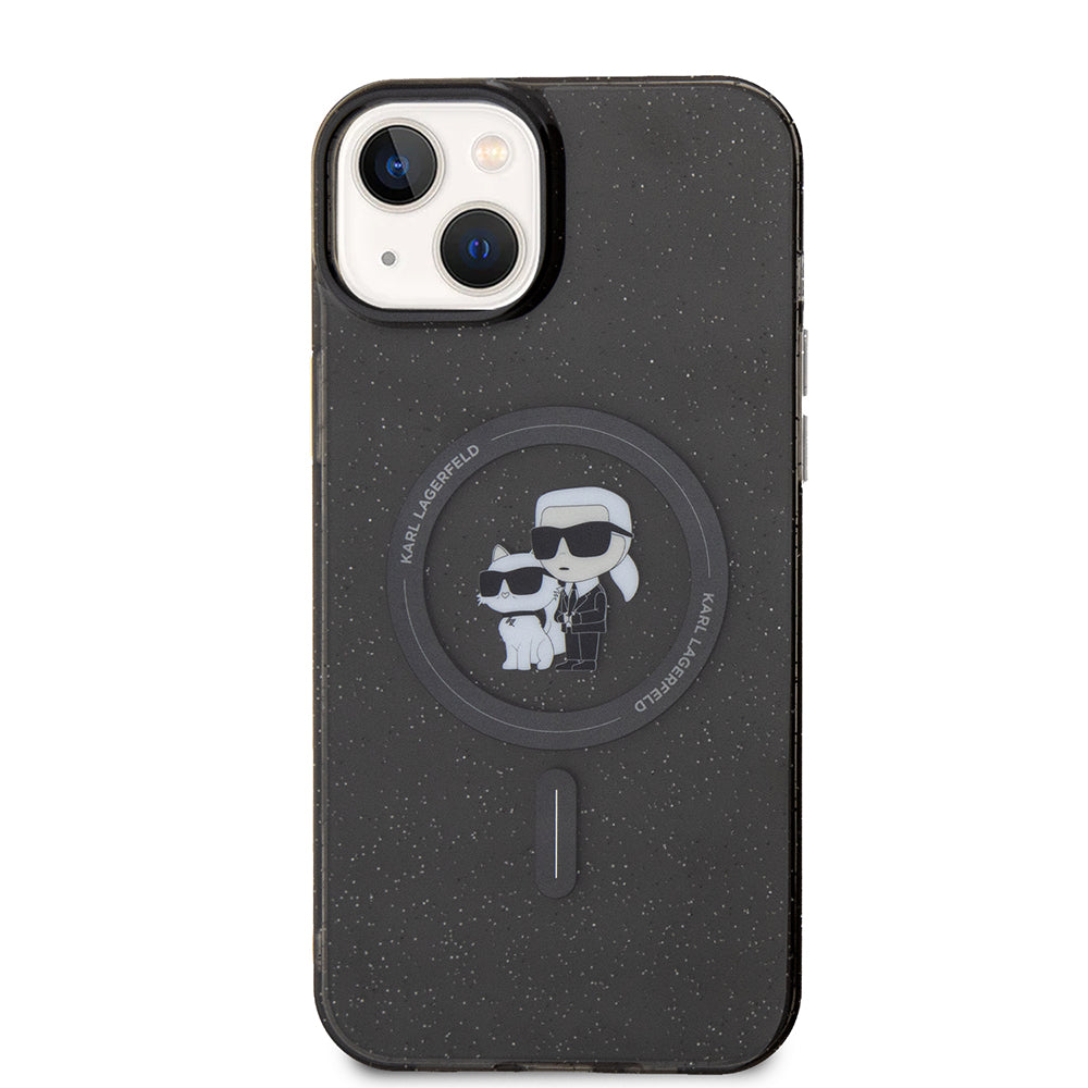 Étui MagSafe pour Apple iPhone 15 Plus, Karl Lagerfeld, Paillettes, Noir