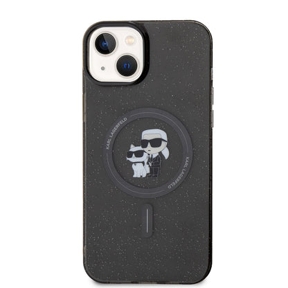 Étui MagSafe pour Apple iPhone 15 Plus, Karl Lagerfeld, Paillettes, Noir