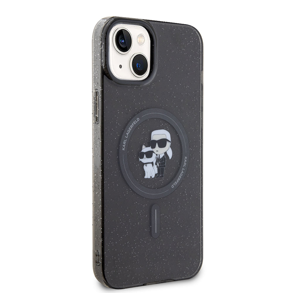 Étui MagSafe pour Apple iPhone 15 Plus, Karl Lagerfeld, Paillettes, Noir