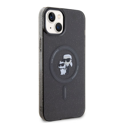 Étui MagSafe pour Apple iPhone 15 Plus, Karl Lagerfeld, Paillettes, Noir