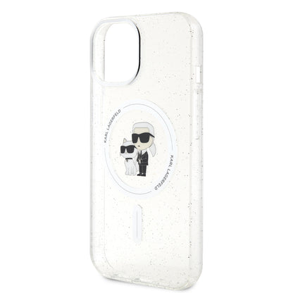 Coque MagSafe pour Apple iPhone 15 Plus, Karl Lagerfeld, Paillettes, Transparente