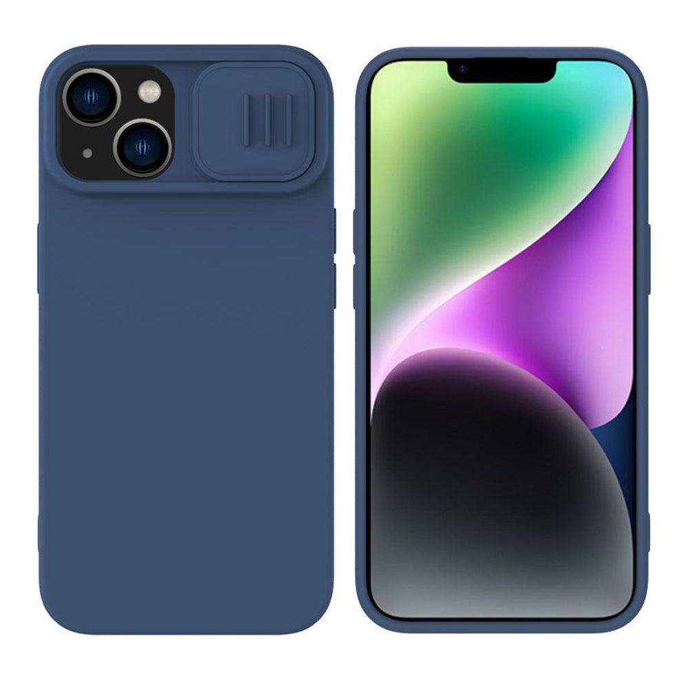 Coque MagSafe pour Apple iPhone 15 Plus, Nillkin, CamShield Silky, Bleue