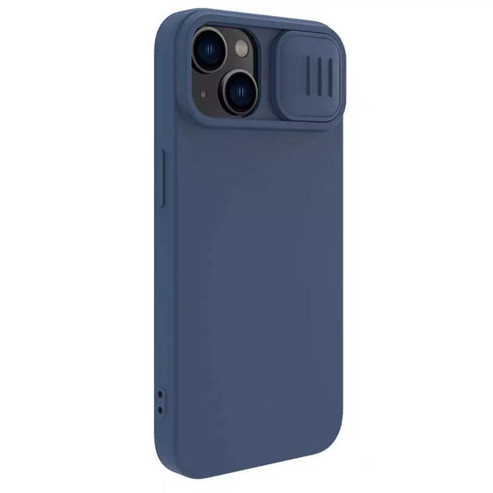 Coque MagSafe pour Apple iPhone 15 Plus, Nillkin, CamShield Silky, Bleue