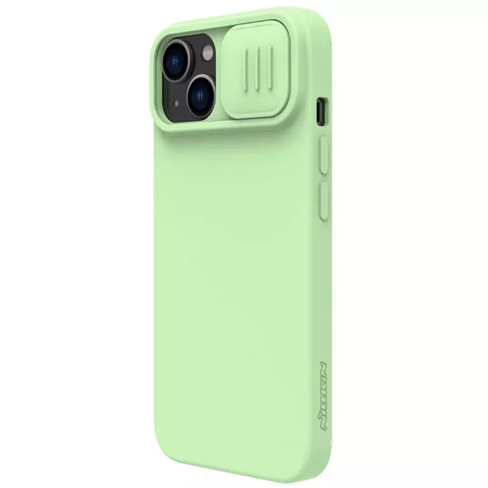 Coque MagSafe pour Apple iPhone 15 Plus, Nillkin, CamShield Silky, Vert Clair