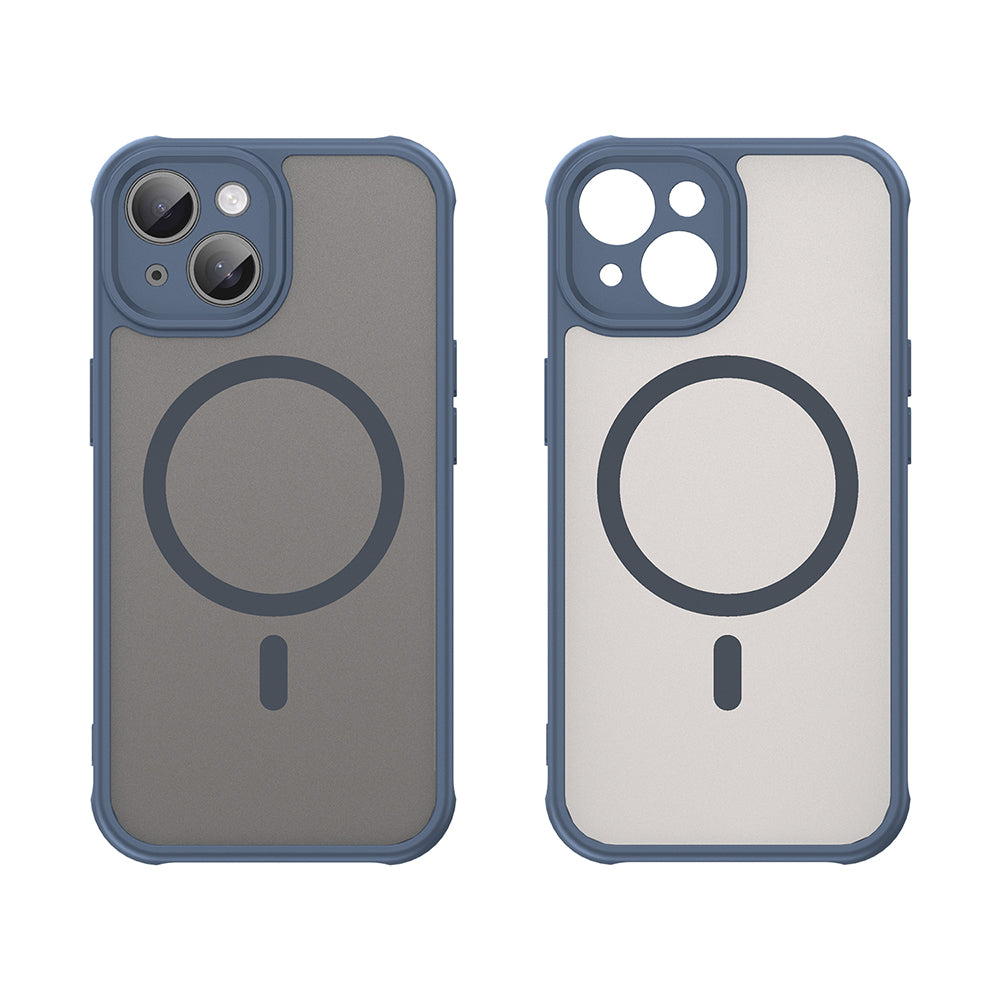 Coque MagSafe pour Apple iPhone 15 Plus, Techsuit, HaloFrost II, Bleu marine