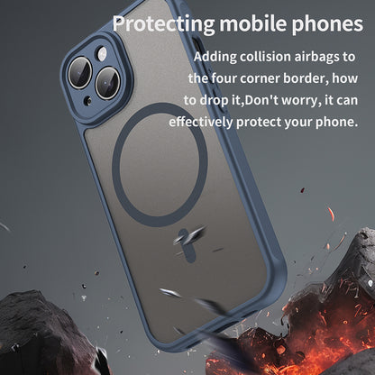Coque MagSafe pour Apple iPhone 15 Plus, Techsuit, HaloFrost II, Bleu marine