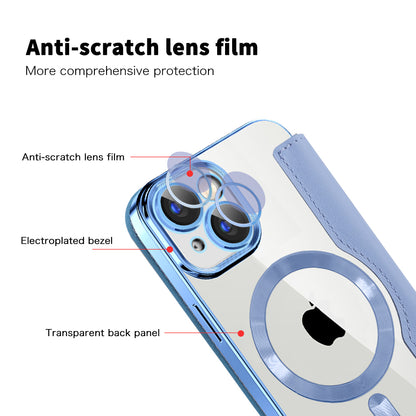 Coque MagSafe pour Apple iPhone 15 Plus, Techsuit, SmartMag Book, Bleu