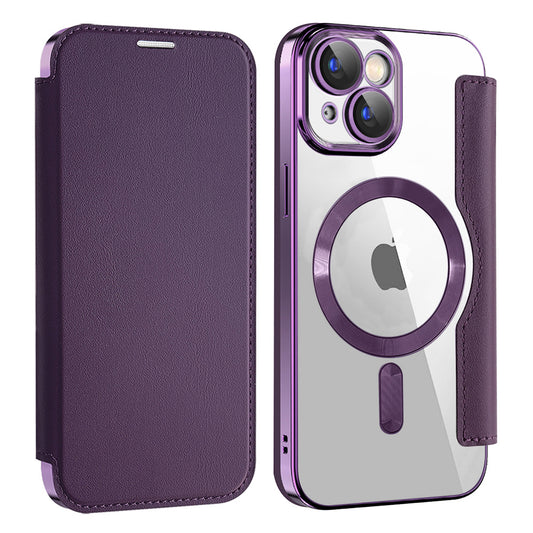 Coque MagSafe pour Apple iPhone 15 Plus, Techsuit, SmartMag Book, Violet
