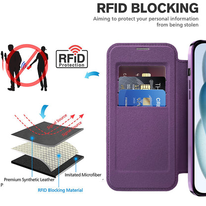 Coque MagSafe pour Apple iPhone 15 Plus, Techsuit, SmartMag Book, Violet