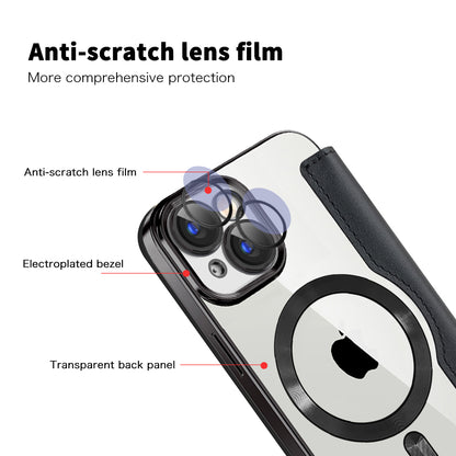 Coque MagSafe pour Apple iPhone 15 Plus, Techsuit, SmartMag Book, Noire
