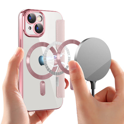 Coque MagSafe pour Apple iPhone 15 Plus, Techsuit, SmartMag Book, Rose