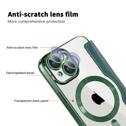 Coque MagSafe pour Apple iPhone 15 Plus, Techsuit, SmartMag Book, Vert