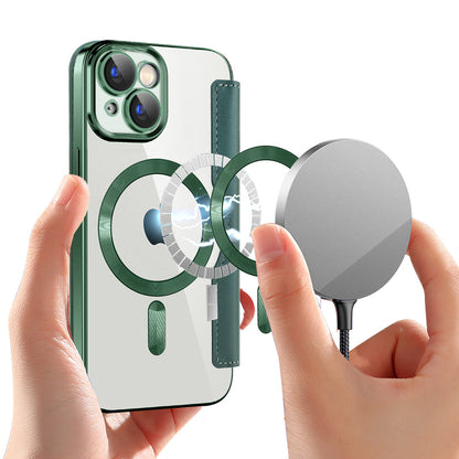 Coque MagSafe pour Apple iPhone 15 Plus, Techsuit, SmartMag Book, Vert