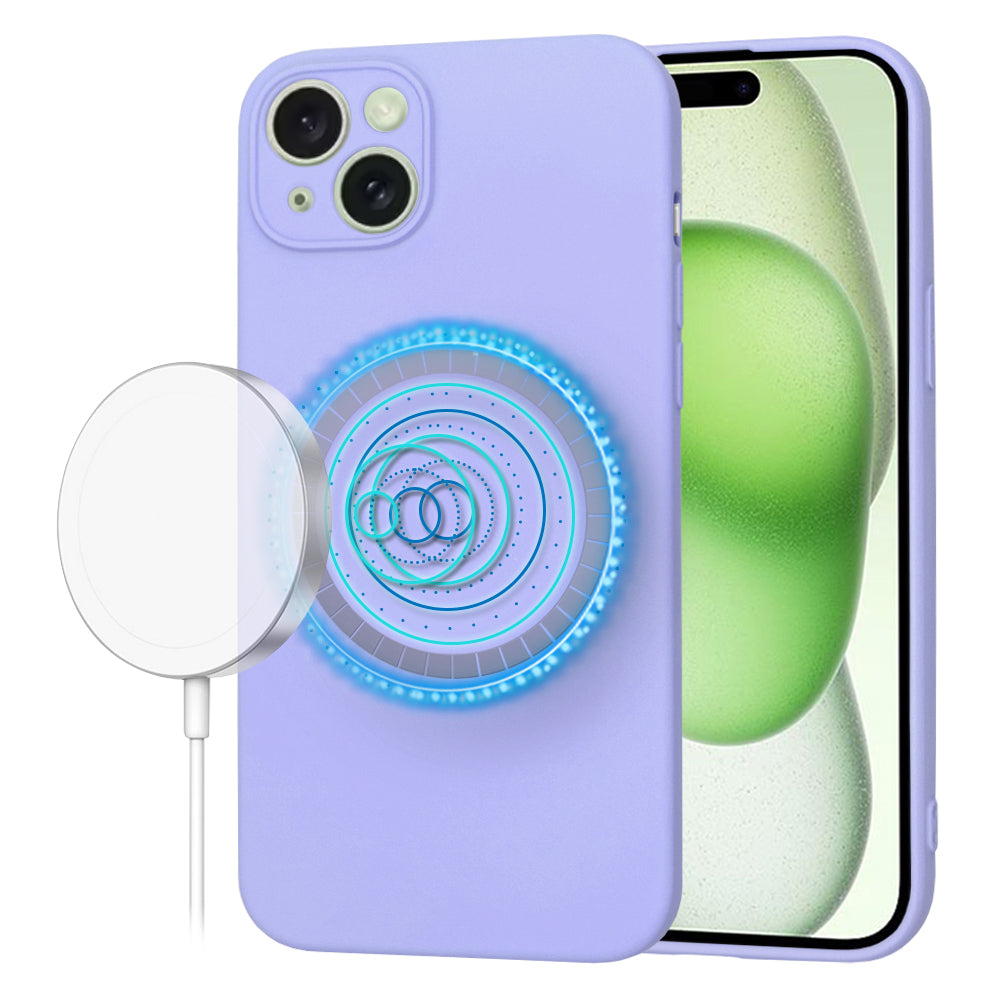 Coque MagSafe pour Apple iPhone 15 Plus, Techsuit, SoftFlex, Violet Clair