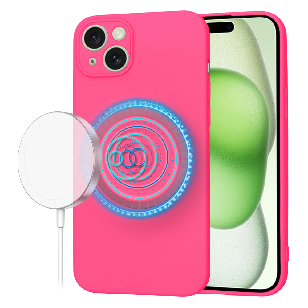 Coque MagSafe pour Apple iPhone 15 Plus, Techsuit, SoftFlex, Rose Foncé
