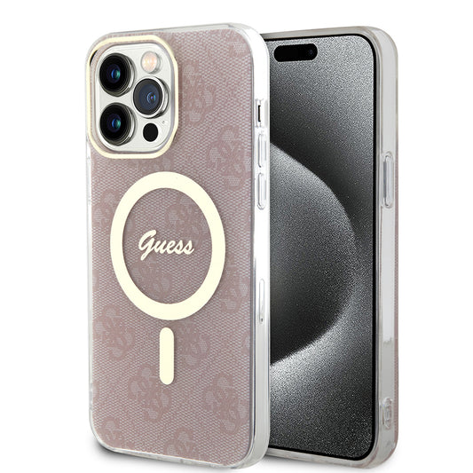 Étui MagSafe pour Apple iPhone 15 Pro, Guess, IML 4G, Rose