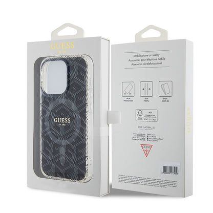Étui MagSafe pour Apple iPhone 15 Pro, Guess, IML Gcube, Noir
