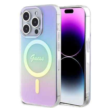 Coque MagSafe pour Apple iPhone 15 Pro, Guess, IML Iridescent, Violet