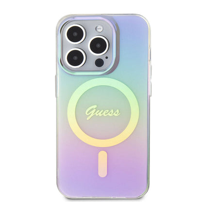 Coque MagSafe pour Apple iPhone 15 Pro, Guess, IML Iridescent, Violet