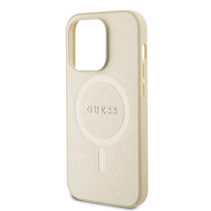 Étui MagSafe pour Apple iPhone 15 Pro, Guess, Saffiano, Beige