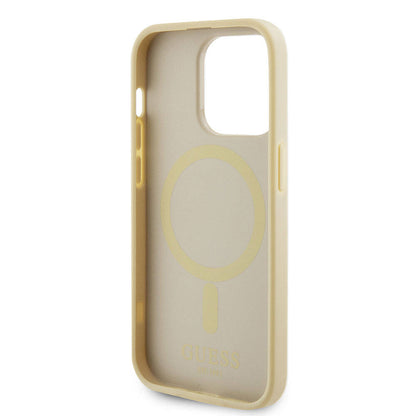 Étui MagSafe pour Apple iPhone 15 Pro, Guess, Saffiano, Beige