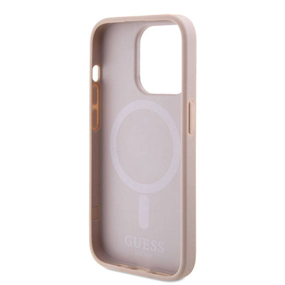 Étui MagSafe pour Apple iPhone 15 Pro, Guess, Saffiano, Rose