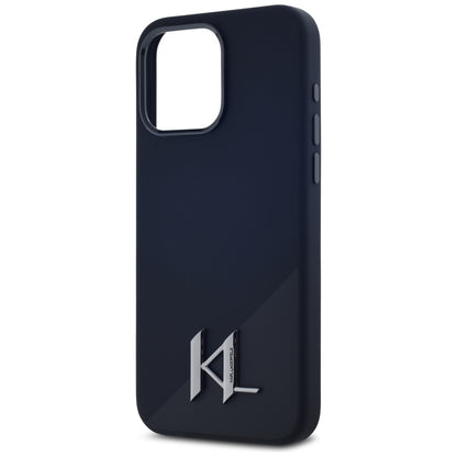Housse MagSafe pour Apple iPhone 15 Pro, Karl Lagerfeld, Silicone Shadow Metal Initial, Noire